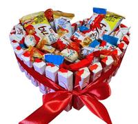 Donda's House® Dia de la madre. Corazon HAPPY HIPPO. Regalo origonal pareja. Kinder Bueno. Chocolatinas Kinder. Contiene 50 Piezas. Corazon de Chocolate. Schokobons.