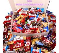 Donda's House® Surtido de Mini Chocolatinas. Pack100Ud. Chocolates MINI. Surtido Mini Chocolatinas Individuales. Kinder Chocolate. Toblerone, Kit Kat, Twix, Milka, Snicke