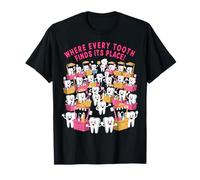Donde Cada Diente Encuentra su Lugar! Diseño de Dibujos Animados dentales Camiseta
