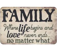 Donde La Vida Comienza Y El Amor Nunca Termina Inspiración Familiar Alfombra Baño Lavable Alfombrilla De Baño Secado Rápido Felpudos Entrada para Ducha Bañera Exterior 40X60Cm