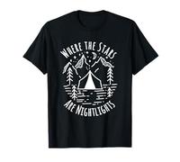 Donde las estrellas son luces nocturnas Tienda de campaña de montaña Camiseta