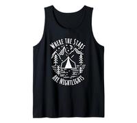 Donde las estrellas son luces nocturnas Tienda de campaña de montaña Camiseta sin Mangas