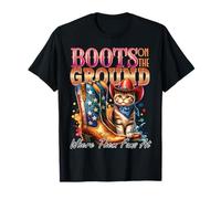 Donde los Fans en Botas en el Suelo Western Cat Cowgirl Camiseta