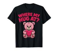 Donde mi Abrazo a Bear Holding Heart Love, Lindo Oso Rosa Camiseta