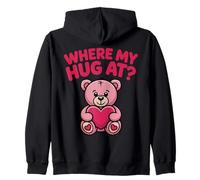 Donde mi Abrazo a Bear Holding Heart Love, Lindo Oso Rosa Sudadera con Capucha