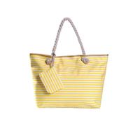 DonDon Bolso de playa grande con cremallera bolso de hombro a rayas blancas amarillas