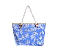 DonDon Bolso de playa grande con cremallera bolso de hombro azul claro con palmas