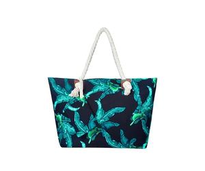 DonDon Bolso de playa grande impermeable con cremallera bolso de hombro hojas azules