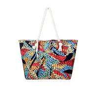 DonDon Bolso de playa grande impermeable con cremallera Colourful World