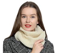 DonDon Bufanda mujer Bufanda de lana Bufanda invierno Braga cuello diseño de punto - Crema