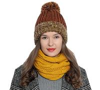 DonDon Bufanda mujer bufanda invierno lana Braga cuello diseño de punto - Amarillo