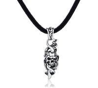 DonDon Collar de Cuero para Hombre 50 cm con Colgante de Acero Inoxidable - Diferentes Modelos