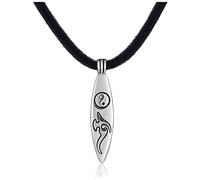 DonDon Collar de Cuero para Hombre 50 cm con Colgante de Acero Inoxidable Yin Yang Board