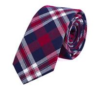 DonDon Corbata de cuadros e rayas de algodón para hombres de 6 cm - azul rojo