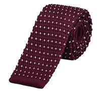 DonDon corbata de punto estrecha de color - rojo oscuro con puntos blancos