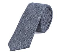 DonDon Corbata estrecha de algodón para hombres de 6 cm - blanco azul dibujo en espiga
