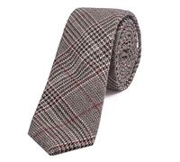 DonDon Corbata estrecha de algodón para hombres de 6 cm - rojo oscuro negro marrón a cuadros