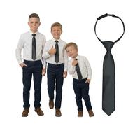 DonDon Corbata niño gris oscuro preatada y ajustable con clip 3 longitudes para pequeños, niños y adolescentes - ideal para bodas, bautizos y comuniones