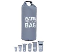 DonDon Dry Bag Bolsa Impermeable 2l, 5l, 10l, 15l, 20l, 30l con Bandolera - Gris 15 Liter