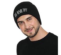 DonDon Gorro hombre Gorro de invierno Beanie negro con Statement - BAD HAIR DAY