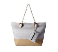 DonDon Grande Bolsa de playa repelente al agua con cremallera a rayas gris