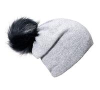 DonDon Mujer Gorro de invierno Gorro de punto caliente y suave con pompón borla desmontable para cambiar - Gris