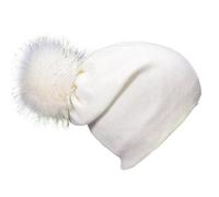 DonDon Mujer Gorro de invierno Gorro de punto caliente y suave con pompón borla desmontable para cambiar - Blanco