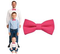 DonDon Pajarita hombre niños o bebés Rosa fuerte mate, preatada y ajustable en longitud de gabardina de algodón - accesorio festivo para bodas, comuniones y celebraciones