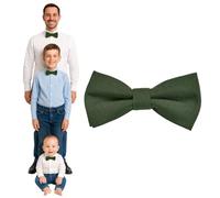 DonDon Pajarita hombre niños o bebés Verde oliva mate, preatada y ajustable en longitud de gabardina de algodón - accesorio festivo para bodas, comuniones y celebraciones