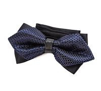 DonDon Pajarita para Hombre en retro look punta de diamante elegante con gancho con nudo y ajustable - azul oscuro con argénteo puntos 2