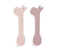 Done by Deer Juego de 2 cucharas de silicona Lalee Rosa - Juego de cucharas para bebé - Cucharas de aprendizaje de 100% silicona de calidad alimentaria