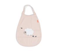 Done by Deer Babero de tirar, impermeable, con bolsillo recogedor de migas y certificado OEKO-TEX, Tiny Farm Pink, 35 x 26,5 cm