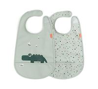 Done by deer Baberos con velcro Croco 2-pack Green