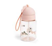 Done by Deer Botella con pajita Tiny Farm - Color Rosa Polvo Niños Botella 280 ml - A prueba de fugas y libre de BPA - Sheepy & Pigee - para escuela y guardería - a partir de 6 meses