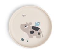 Done by Deer Foodie Plate Tiny Farm Sand, diámetro 20, platos de plástico con práctica base antideslizante, plato infantil hecho de 100% polipropileno de grado alimenticio con TPE antideslizante