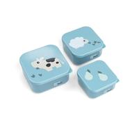 Done by Deer Juego de 3 cajas de aperitivos Tiny Farm azul, prácticas cajas para aperitivos en tres tamaños diferentes, caja: 100% polipropileno, tapa: 100% polietileno de calidad alimentaria