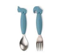 Done by deer Juego de cubiertos Deer Friends Easy-grip 2 piezas Blue