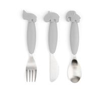 Done by deer Juego de cubiertos Deer Friends Easy-grip 3 piezas Grey
