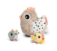 Done by Deer Juego de Ocultación y Descubrimiento - Clucky - Arena | Juego Sensorial y de Motricidad para Bebés a Partir de 6 Meses | Con Pollitos, Espejo y Mordedor | Fomenta la Motricidad Fina y la