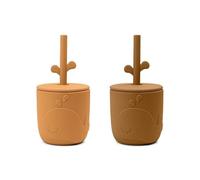 Done by Deer Peekaboo straw cup 2-pack Wally Mustard
