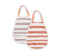 Done by Deer Pull-over babero 2-pack Stripes Papaya/Rosa
