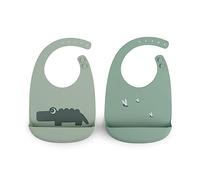 Done by Deer Silicona baberos 2-pack Croco Verde