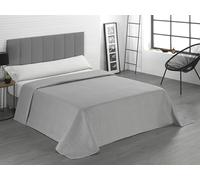 Donegal Collections Colcha Bouti Cama 150 - Colcha Cama 150/160 Lisa Acolchada y Reversible Plata - Colchas Cubrecama Primavera Verano Fresca, Acolchado Fino y Microfibra Extrasuave
