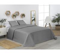 Donegal Collections - Colcha Bouti Lisa Acolchada y Reversible + 2 Cojines Cama 150/160 cm, Color Gris. Colcha Cubrecama de Microfibra Extrasuave, Primavera Verano, Fresca, Acolchado Fino