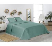 Donegal Collections - Colcha Bouti Lisa Acolchada y Reversible + 2 Cojines Cama 150/160 cm, Color Verde. Colcha Cubrecama de Microfibra Extrasuave, Primavera Verano, Fresca, Acolchado Fino