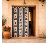 Donegal Collections - Cortina Alpujarreña 140x260 cm Venado Azul - Cortina Puerta Exterior Rusticas - Diseño con Trabillas Rústico - Tejido Jacquard Resistentes