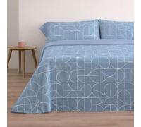 Donegal Collections - Juego de Sábanas 135x190 Form Azul - Sábanas Cama 135-3 Piezas Sábana Bajera, Encimera y 1 Funda de Almohada - Primavera Verano - Tacto Extra Suave Algodón Poliéster