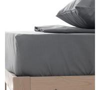 Donegal Collections - Sábana Bajera Ajustable Cama 105x190/200 Gris Oscuro - 50% Algodón 50 Poliéster Bajeras Suavidad y Elástico Cubre Colchón Antipeeling