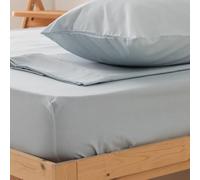 Donegal Collections - Sábana Bajera Ajustable Cama 150x190/200 Azul Cielo - 50% Algodón 50 Poliéster Bajeras Suavidad y Elástico Cubre Colchón Antipeeling