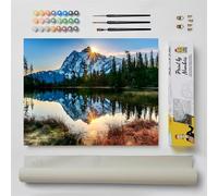 DonElton Pintar por Números para adultos Paisajes - 40x50 cm Kits de pintura con Pinceles, colores acrílicos y lienzo de lino, Sin marco - Regalo creativo (Montaña y Lago)